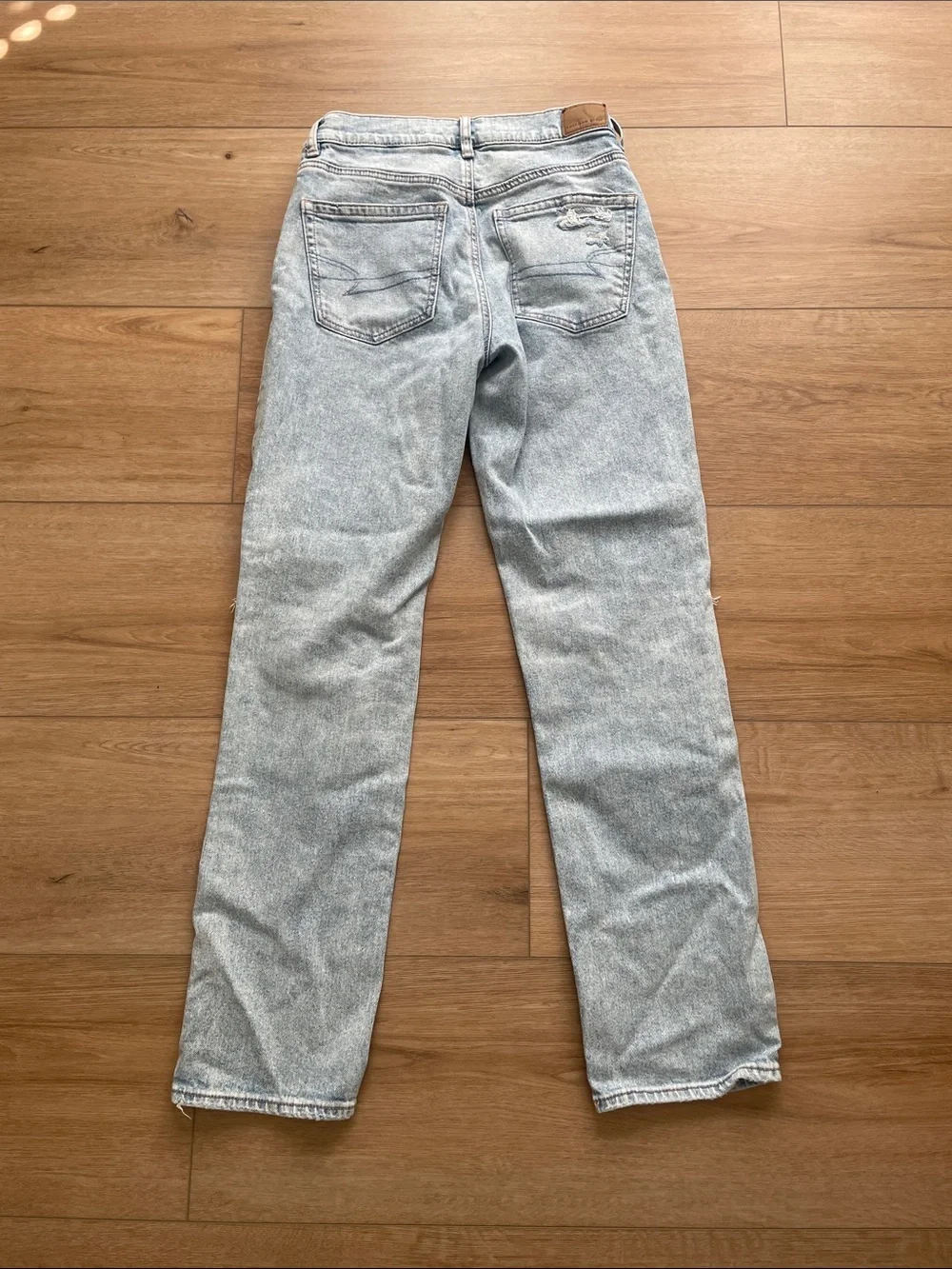 American Eagle Outfitters Super High Waisted Ripple Ankle straight Leg Jean 4 L